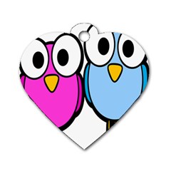 Bird Big Eyes Pink Blue Dog Tag Heart (Two Sides)