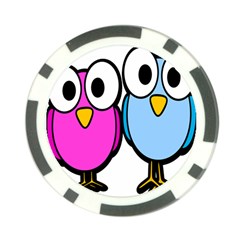 Bird Big Eyes Pink Blue Poker Chip Card Guard (10 Pack)