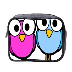 Bird Big Eyes Pink Blue Mini Toiletries Bag 2-Side