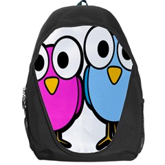Bird Big Eyes Pink Blue Backpack Bag