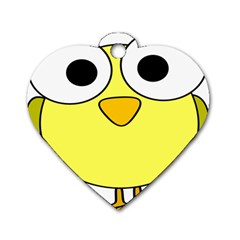 Bird Big Eyes Yellow Green Dog Tag Heart (two Sides) by Alisyart