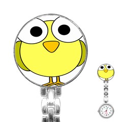 Bird Big Eyes Yellow Green Stainless Steel Nurses Watch by Alisyart