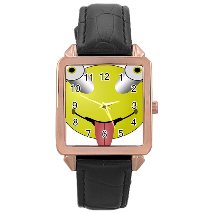 Bug Eye Tounge Rose Gold Leather Watch 