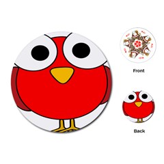 Bird Big Eyes Red Playing Cards (round) 