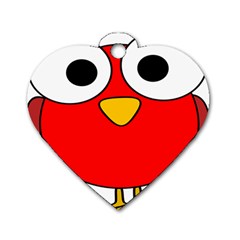 Bird Big Eyes Red Dog Tag Heart (two Sides)