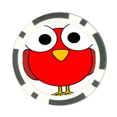 Bird Big Eyes Red Poker Chip Card Guard