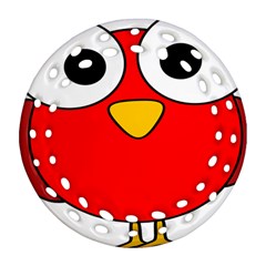 Bird Big Eyes Red Ornament (round Filigree)