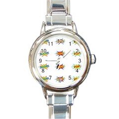 Boom Pow Pop Sign Round Italian Charm Watch by Alisyart