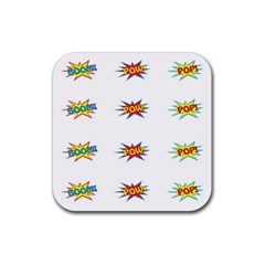 Boom Pow Pop Sign Rubber Square Coaster (4 Pack) 