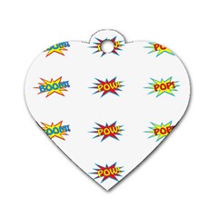 Boom Pow Pop Sign Dog Tag Heart (two Sides) by Alisyart