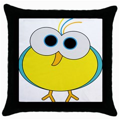 Bird Big Eyes Yellow Throw Pillow Case (black) by Alisyart