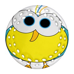 Bird Big Eyes Yellow Round Filigree Ornament (two Sides)