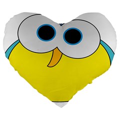 Bird Big Eyes Yellow Large 19  Premium Heart Shape Cushions by Alisyart