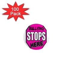 Bullying Stops Here Pink Sign 1  Mini Magnets (100 pack) 