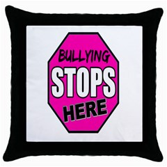 Bullying Stops Here Pink Sign Throw Pillow Case (black) by Alisyart