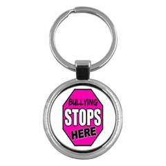 Bullying Stops Here Pink Sign Key Chains (round) 