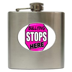 Bullying Stops Here Pink Sign Hip Flask (6 Oz)