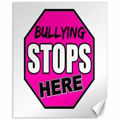 Bullying Stops Here Pink Sign Canvas 11  X 14  