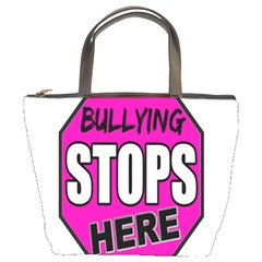 Bullying Stops Here Pink Sign Bucket Bags