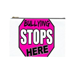 Bullying Stops Here Pink Sign Cosmetic Bag (Large) 