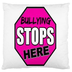 Bullying Stops Here Pink Sign Large Flano Cushion Case (Two Sides)