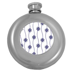 Geometric Flower Seamless Repeating Pattern With Curvy Lines Round Hip Flask (5 Oz)