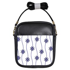 Geometric Flower Seamless Repeating Pattern With Curvy Lines Girls Sling Bags by Simbadda