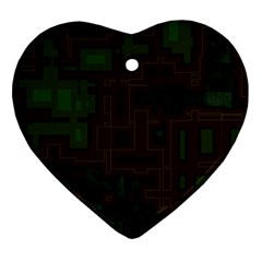 Circuit Board A Completely Seamless Background Design Heart Ornament (two Sides)