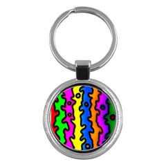 Digitally Created Abstract Squiggle Stripes Key Chains (round)  by Simbadda
