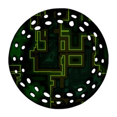 A Completely Seamless Background Design Circuit Board Ornament (round Filigree) by Simbadda