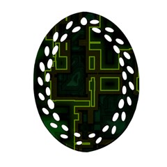 A Completely Seamless Background Design Circuit Board Ornament (oval Filigree)