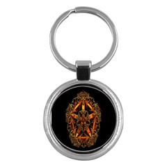 3d Fractal Jewel Gold Images Key Chains (round)  by Simbadda