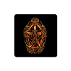 3d Fractal Jewel Gold Images Square Magnet by Simbadda