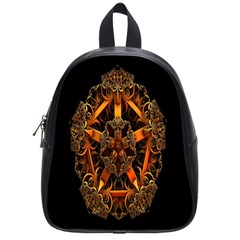 3d Fractal Jewel Gold Images School Bags (small)  by Simbadda