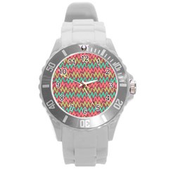 Abstract Seamless Abstract Background Pattern Round Plastic Sport Watch (l)