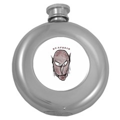 Scary Vampire Drawing Round Hip Flask (5 Oz) by dflcprints