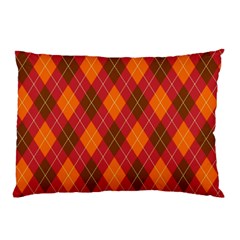 Argyle Pattern Background Wallpaper In Brown Orange And Red Pillow Case by Simbadda