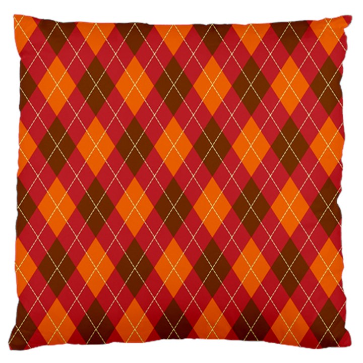 Argyle Pattern Background Wallpaper In Brown Orange And Red Large Cushion Case (Two Sides)