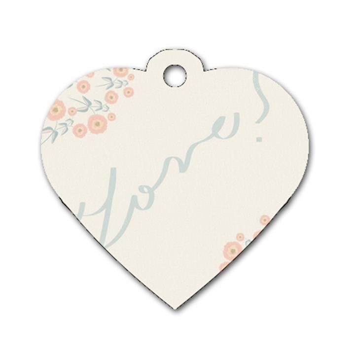 Love Card Flowers Dog Tag Heart (One Side)