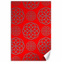 Geometric Circles Seamless Pattern On Red Background Canvas 24  X 36  by Simbadda