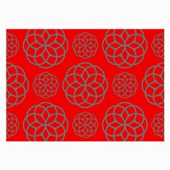 Geometric Circles Seamless Pattern On Red Background Large Glasses Cloth (2-side)