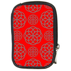 Geometric Circles Seamless Pattern On Red Background Compact Camera Cases by Simbadda