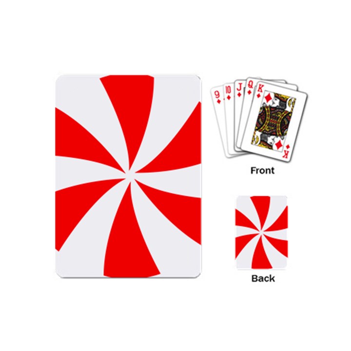 Candy Red White Peppermint Pinwheel Red White Playing Cards (Mini) 