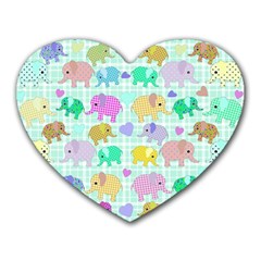 Cute elephants  Heart Mousepads