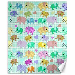 Cute elephants  Canvas 11  x 14  