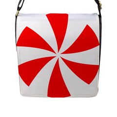 Candy Red White Peppermint Pinwheel Red White Flap Messenger Bag (l) 