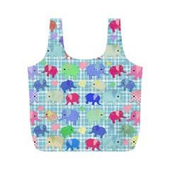 Cute Elephants  Full Print Recycle Bags (m) 