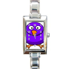 Cartoon Bird Purple Rectangle Italian Charm Watch by Alisyart