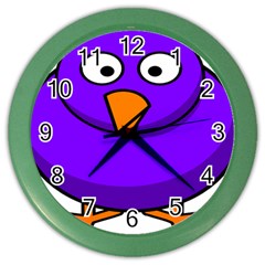 Cartoon Bird Purple Color Wall Clocks