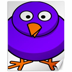 Cartoon Bird Purple Canvas 11  X 14  